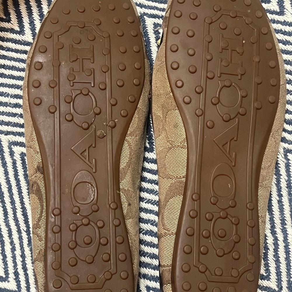 COACH C logo monogram brown loafers shoes with bow GUC 8 - Picture 8 of 9